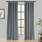 ChadMade 84 Inches Long Velvet Curtains, 2 Panels 52Wx84L Natural Grey, Rod Pocket Back Tab Hook Belt Flat Hooks Room Darkening Lined Draperies for Traverse Rod, Birkin Collction