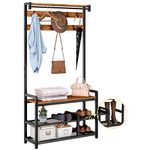 Mr IRONSTONE Coat Rack Shoe Bench Hall Tree with Detachable Shelf, 3-in-1 Entryway Shoe Rack Shelf Mudroom Garage Storage Organizer, 33.1" L x 11.8" W x 71.5" H (Vintage)