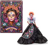 Barbie Signature Doll, 2024 Día De Muertos Collectible in Black Dress with Blue Ruffle Top, Embroidered Print, and Colorful Accessories, HRM72