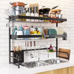 EIGEN Over Sink Dish Drying Rack - Unique 2-Tier Utensil Rack for Kitchen Ultimate Kitchen Organiser StainlessSteel 304 Bartan Stand Expandable 65cm-90cm Excellent for Kitchen Sink