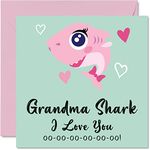 Birthday Cards for Grandma - Grandma Shark - Grandma Mothers Day Card from Granddaughter Grandson, Happy Birthday Grandma from Toddler Baby, 145mm x 145mm Seasonal Grandma Gran Funny Greeting Cards