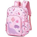 Toddler Kids backpacks,VASCHY Cute Lightweight Water Resistant Preschool Kindergarten Backpack for Girls Pink Dinosaurs