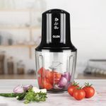 Glen Turbo Plus 300 Watts Electric Chopper for Kitchen, Vegetable Chopper, 3 SS Blades, 600ml large Bowl with Whisking Disc, Vegetable Chopper, Cutter, Chop, Whisk, Blend - Black (4042TUPLUS)