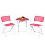 Giantex 3 PCS Folding Bistro Table Chairs Set Garden Backyard Patio Outdoor Furniture (Red)