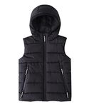 Hiheart Boys Zip-up Fleece Lined Cotton Padded Vest with Hood Black 6-7