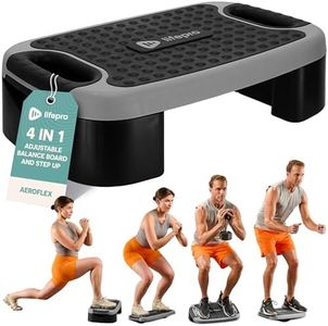 Lifepro 4-In-1 Aerobic Balance Board and Step Up Exercise Platform - Adjustable Multifunctional Balance Board Slant Board, Steppers for Exercise - Home Workout Non Slip Stepper Platform For Balance
