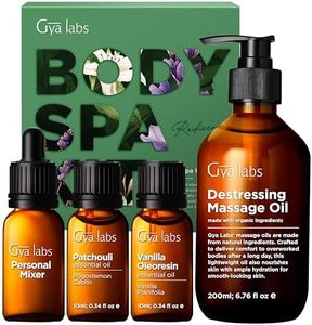 Gya Labs Massage Oil Set for Body Spa (Set of 4) - Natural Scents of Vanilla, Patchouli & Destressing Massage Oil for Body Massage - Essential Oil Set Home Spa Supercharge Your Skin & Body Relaxation