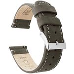 BARTON Quick Release Top Grain Leather Watch Band Strap - Choice of Colour & Width - 16mm, 18mm, 19mm, 20mm, 21mm, 22mm, 23mm or 24mm - Espresso/Linen 21mm