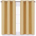 VENOM Silk Solid Grommet Blackout Window Curtain Pack of 2 Piece with 3 Layers Weaving Technology Thermal Insulated, Width 4 X 5 Feet Length, Gold