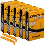 Continental Bicycle Tubes Race 28 700x20-25 S80 Presta Valve 80mm Bike Tube Super Value Bundle (Pack of 5 Conti Tubes & 2 Conti Race tire Lever)