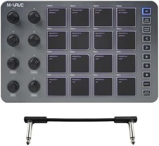 M-VAVE SMC-PAD MIDI Controller,Bluetooth Wireless Portable MIDI Pads with Velocity Sensitive Pads,Beat Maker,white 6.35mm Audio Cable (Grey)