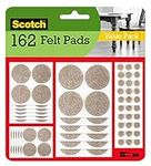 Scotch Felt Pads, Felt Furniture Pads for Protecting Hardwood Floors, Round, Beige, Assorted Sizes Value Pack, 162 Pads