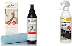 Glart Kitchen Cupboard Door Cleaner 250ml and Universal Waffle Cloth, White & HG Natural Stone Worktop Cleaner, Natural Kitchen Countertop & Work Surface Cleanser