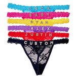 Generic Personalized Thongs with Names, Lace Custom Thong DIY Silvery Rhinestone Shiny Letters, Custom Underwear for Boyfriend, Custom Thongs with Name on it