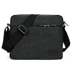 LOSMILE Shoulder Bag, Mens Canvas bag tablet for Work, School, Daily Use,12 inch * 4.3 inch * 10.2 inch.26 Pockets (Black)