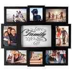 Malden International Designs The Love of A Family 8 Opening Dimensional Collage Black Picture Frame, Holds 6-4 by 6 Inch and 2-4 by 4 Inch