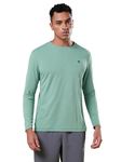 TECHNOSPORT Mens Slim Fit Active Wear Gym T-Shirt with Long Sleeves for Workout, Sports - (MTOR17LGN_Lake Green_XL)