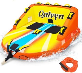 Qalvyn 1-2 Person Inflatable Towable Tubes for Boating – Heavy-Duty Nylon Cover, EVA Foam Pads, Dual Tow Points for Easy Pulling, Patented Speed Valve for Quick Setup