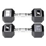 Amazon Brand - Symactive Rubber Coated Hex Dumbbells, Set of 2, 4 Kg(Black)