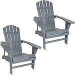 Sunnydaze Coastal Bliss Painted Natural Fir Adirondack Chair - 250 lb Weight Capacity - Gray - Set of 2