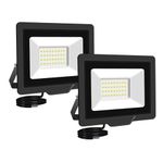 RIGIDON 2 Pcs Outdoor Flood LED Work Light, 3000 Lumens 30W Floodlight, Daylight Cold White Security Lights for Garden Yard Lawn Basketball Football Court Patio Landscape, IP66 Waterproof 6000K