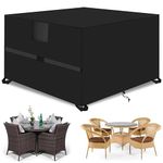 Outdoor Garden Furniture Covers,125*125*74cm,Waterproof with Air Vent, 420D Heavy Duty Oxford Fabric,Patio Furniture Cover for outside Rectangle,Rectangular Table and Chair Set, Rattan Furniture Set