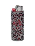 HUMWE Vintage Metal Lighter Case Sleeve Cover Holder with Hollow Pattern Design for BIC Full Size Lighter Type J6 (Black)