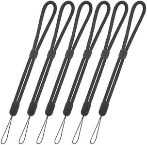 Giantree Dragonne de téléphone portable, Nylon Keyband Court Réglable Lanyard Poignet Dragonne Peut être utilisé pour les téléphones portables Porte-clés Cordon pour appareil (6 noirs)