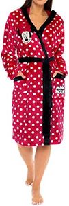 Disney Bata para mujer, bata de baño de Minnie Mouse, bata esponjosa para mujer, Rojo -, Large