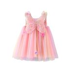 Miipat Baby Girls Tutu Dress Rainbow Layered Tulle Dress Toddler Sleeveless Summer Princess Birthday Party Dress(RainbowBud,9-12M)