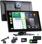 Dogfuel 9" Apple Carplay Screen for Car, Portable Wireless Apple Carplay & Android Auto with 4K Dash Cam, 1080p Backup Camera, Apple Car Play GPS Navigation, Voice Control, Bluetooth, Mirror Link, FM