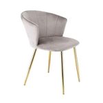 RayGar Dunel Accent Dining Chair with Petal Back Armchair With Golden Chrome Finish Metal Tube Legs (Taupe)