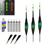 Pack of 3 LED Floats Fishing with Bite Alarm, Floats Fishing with Gravity Sensing and Base, Fishing Accessories for Diving Area Fishing at the Lake, River or Pond (A)