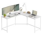 VASAGLE L-Shaped Desk, Gaming Desk, 149 x 149 x 76 cm, Corner Desk for Study, Home Office, Space-Saving, Easy Assembly, Maple White LWD073W01