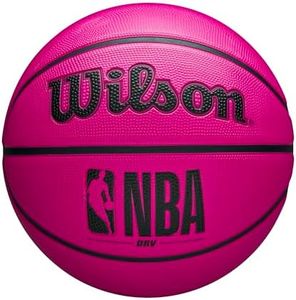 WILSON NBA DRV Outdoor Basketball with Pump - Pink, Size 7-29.5"