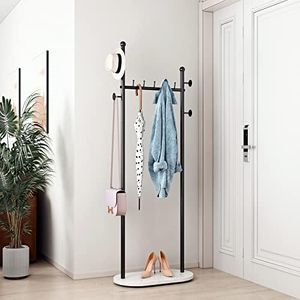 DR.IRON Black Clothing Racks with Marble Base Modern Coat Racks Freestanding Black Clothes Rack with Shelves for Bedroom Heavy Duty Garment Racks in Hallway, Entryway (Boya-CK-Black)