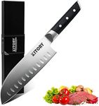 Kitory Santoku Knife - 7 Inch Full Tang GRANTON BLADE Kitchen Knife - Japanese Chef Knife for Chopping Vegetables- Forged German High Carbon Steel -2024 Gifts