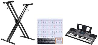 YAMAHA PSR-I500 61-Keys Keyboard & Adaptor with Padded Bag + Piano Stand & Piano Key Note Stickers