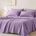 JELLYMONI 400 Thread Count 100% Cotton Sheet Sets, 4 Pieces Extra Soft Bedding Cooling Sheets - 16" Deep Pockets Bed Set (Queen, Purple)