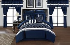 Chic Home CS2887-AN Dinah 24 Piece Comforter Set, Blue, Queen