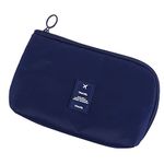 House of Quirk Polyester Multi-Function Portable Digital Product Storage Bag Electronic Accessories Travel Data Organizer Cable Organizer Pouch Shock-Proof Charger Data Line Bag - Grey Dark Blue