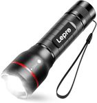 Lepro LED Torch - Super Bright, 5 Modes, Zoomable & Water Resistant - Small, AAA Battery Powered (Not Included) Flashlight for Camping, Power Cuts, Dog Walking, Cycling & Gift