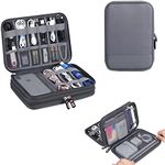 Travel Accessories Cable Organizer Bag - Portable Double Layers Electronic Digital Accessories Storage Pouch Bags for SD Card Case, USB Flash Drive,Charging Cords, USB Charger, Mini Tablet