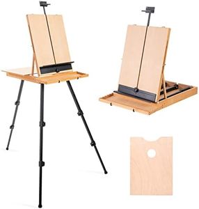 Falling in Art Large French Style Easel - Portable Field and Studio Sketchbox, Plein Air Adjustable Tripod Easel with Detachable Drawer for Display, Painting, Sketching