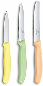 Victorinox, 6.7116.34L2, Swiss Classic, Vegetable Knife Set, 3 Pieces, Extra Sharp Blade, Straight Cut, Robust Plastic Handle, Special Colour/Pattern, Made in Switzerland, Dishwasher Safe