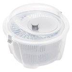 DANIEL JAMES 4L Salad Spinner - Large Salad Dryer Drainer Colander with Easy Spin Mechanism and Clip on Lid - Non-Slip Serving Bowl for Fruit & Vegetable - White & Clear