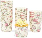 Sparkle and Bash 50-Pack Vintage Style Floral Cupcake Wrappers for Wedding, Flower Paper Baking Cups and Muffin Liners for Tea Parties, Bridal Showers, Baby Showers & Garden Parties- 2.25 x 2.75 In