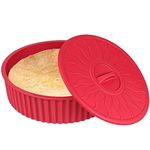 KOLUTI Nonstick Silicone Tortilla Warmer Container, 10 Inch Taco Storage Holder with Lid, Bread and Pancake Keeper Serving Box, BPA Free, Dishwasher & Microwave & Oven Safe, Hold 12 Tortillas, Red