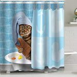 Imikoko Washable Funny Shower Curtain - Cat Shower Curtain with 12 Hooks - Waterproof Fabric Bath Curtain for Kids - Polyester Shower Curtains for Bathroom Showers Stalls Bathtubs - Machine Washable