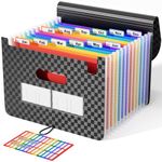 ABC life Expanding File Organisers with Grid Pattern,13 Pockets Filling Boxes Document Organiser, Accordion A4 Desk Folders Expandable, Portable Files Wallets Plastic Documents Bills Storage Box